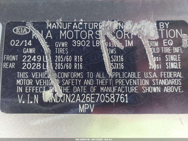 Продажа на аукционе авто 2014 Kia Soul, vin: KNDJN2A26E7058761, номер лота: 45094739