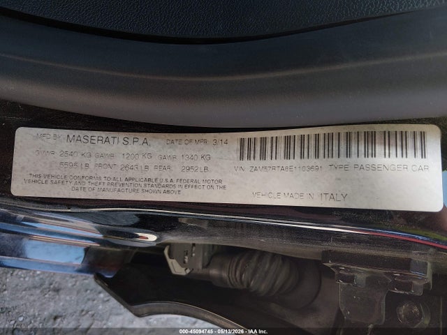 Aukcja sprzedaży 2014 Maserati Ghibli S Q4, vin: ZAM57RTA8E1103691, numer aukcji: 45094745