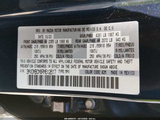 Продажа на аукционе авто 2024 Mazda Cx-30 2.5 S Preferred Package, vin: 3MVDMBCM8RM612617, номер лота: 45094751