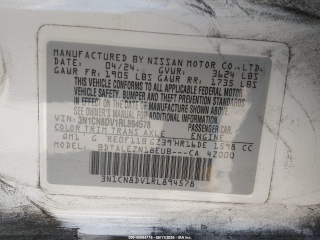3N1CN8DV1RL894578 Nissan Versa 1.6 S