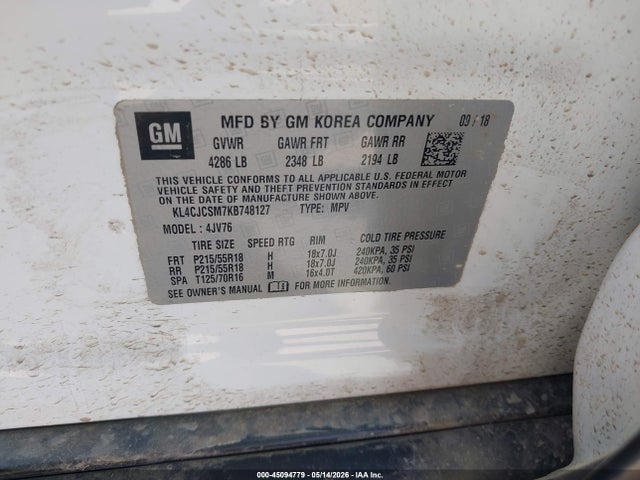 Aukcja sprzedaży 2019 Buick Encore Fwd Essence, vin: KL4CJCSM7KB748127, numer aukcji: 45094779