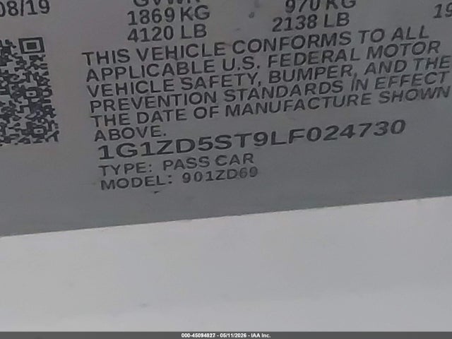 1G1ZD5ST9LF024730 Chevrolet Malibu Fwd Lt