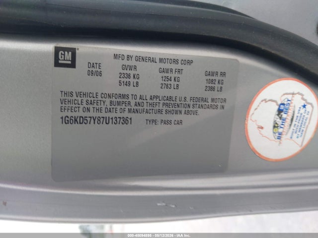 Aukcja sprzedaży 2007 Cadillac Dts V8, vin: 1G6KD57Y87U137361, numer aukcji: 45094895