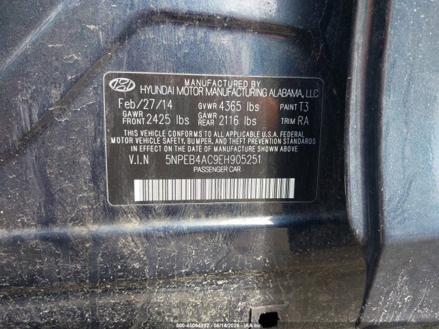 Hyundai SONATA GLS 2014 5NPEB4AC9EH905251 Image 9