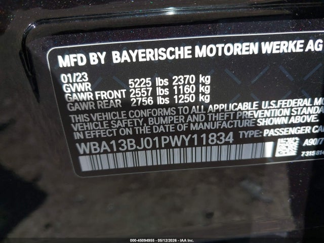 2023 Bmw 530 I Xdrive მანქანა იყიდება აუქციონზე, vin: WBA13BJ01PWY11834, აუქციონის ნომერი: 45094955