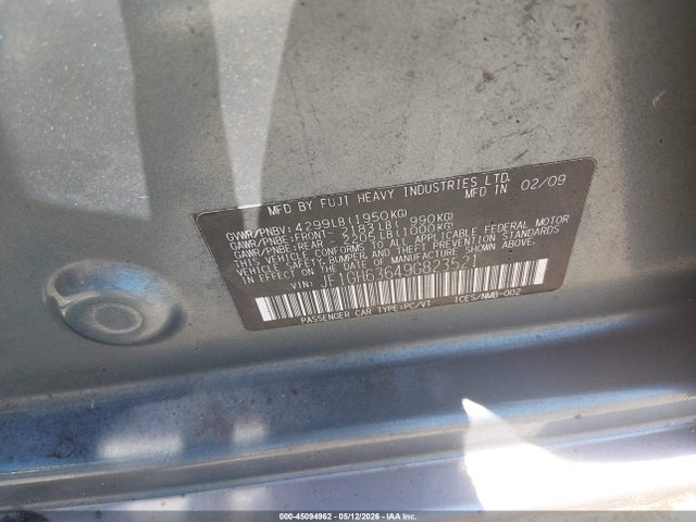 Продажа на аукционе авто 2009 Subaru Impreza Outback Sport, vin: JF1GH63649G823521, номер лота: 45094962