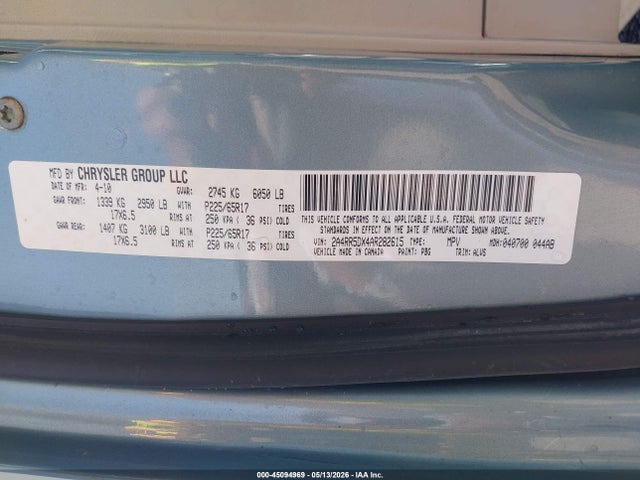 Продаж на аукціоні авто 2010 Chrysler Town & Country Touring, vin: 2A4RR5DX4AR282615, номер лоту: 45094969