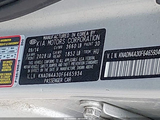 Aukcja sprzedaży 2015 Kia Rio Ex, vin: KNADN4A30F6465934, numer aukcji: 45095002