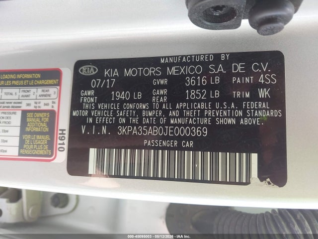 KIA RIO EX 2018 3KPA35AB0JE000369 Image 9
