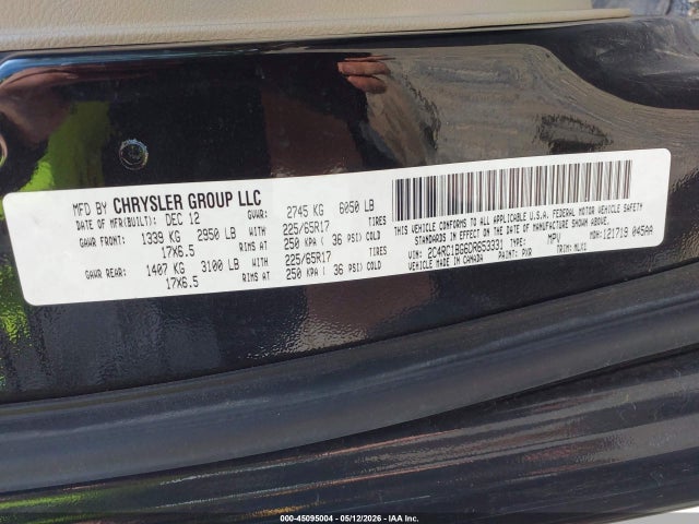 2013 Chrysler Town & Country Touring მანქანა იყიდება აუქციონზე, vin: 2C4RC1BG6DR653331, აუქციონის ნომერი: 45095004