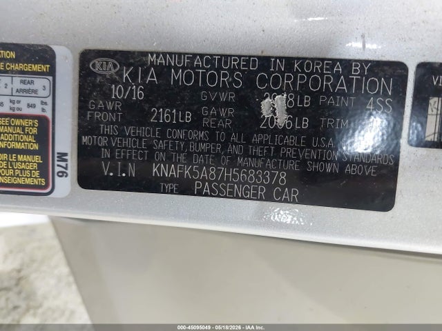 Aukcja sprzedaży 2017 Kia Forte Lx, vin: KNAFK5A87H5683378, numer aukcji: 45095049