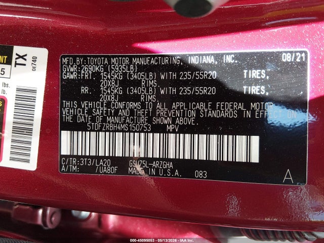 Toyota Highlander Platinum 2021 5TDFZRBH4MS150753 Image 9