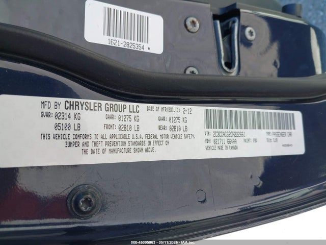 Aukcja sprzedaży 2012 Chrysler 300 Limited, vin: 2C3CCACG2CH222661, numer aukcji: 45095063