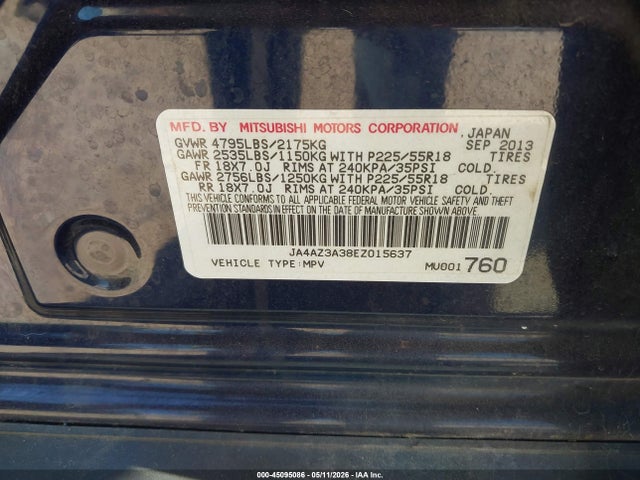 Aukcja sprzedaży 2014 Mitsubishi Outlander Se, vin: JA4AZ3A38EZ015637, numer aukcji: 45095086