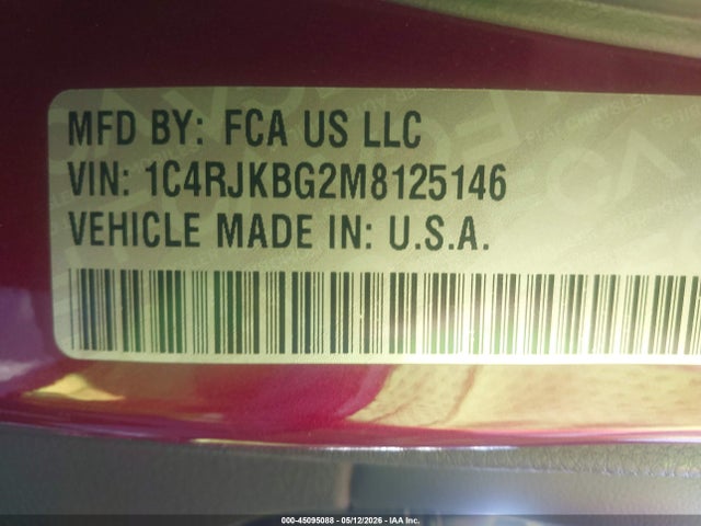 Aukcja sprzedaży 2021 Jeep Grand Cherokee L Limited 4x4, vin: 1C4RJKBG2M8125146, numer aukcji: 45095088