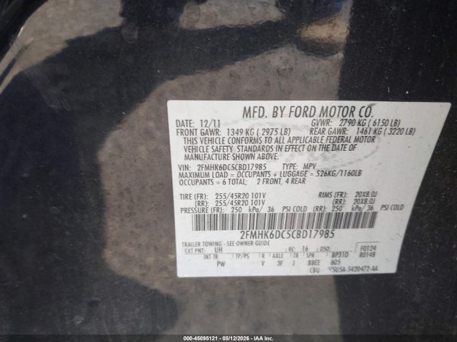 45095121 :رقم المزاد ، 2FMHK6DC5CBD17985 vin ، 2012 Ford Flex Limited مزاد بيع