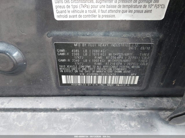 Auction sale of the 2011 Subaru Outback 2.5i Limited, vin: 4S4BRBKC0B3353420, lot number: 45095134