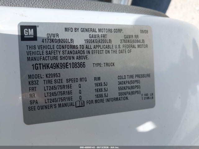 Продажа на аукционе авто 2009 Gmc Sierra 2500hd Work Truck, vin: 1GTHK49K99E108366, номер лота: 45095143
