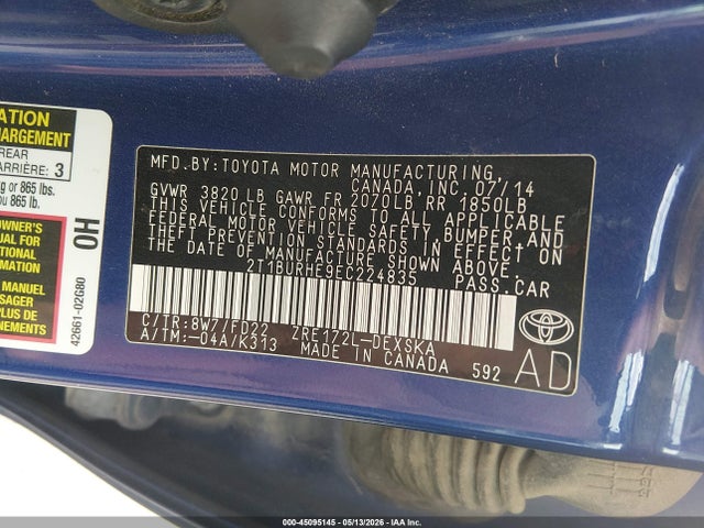 2T1BURHE9EC224835 Toyota Corolla S Plus