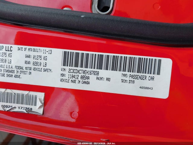 2014 Dodge Charger R/t მანქანა იყიდება აუქციონზე, vin: 2C3CDXCT0EH167658, აუქციონის ნომერი: 45095150