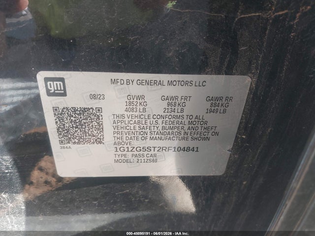 1G1ZG5ST2RF104841 Chevrolet Malibu Fwd Rs