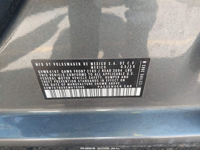 Продаж на аукціоні авто 2025 Volkswagen Jetta 1.5t Se, vin: 3VW7X7BU9SM070385, номер лоту: 45095196
