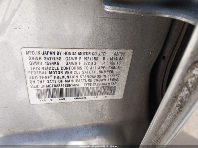 Aukcja sprzedaży 2009 Honda Fit, vin: JHMGE88289S061424, numer aukcji: 45095215