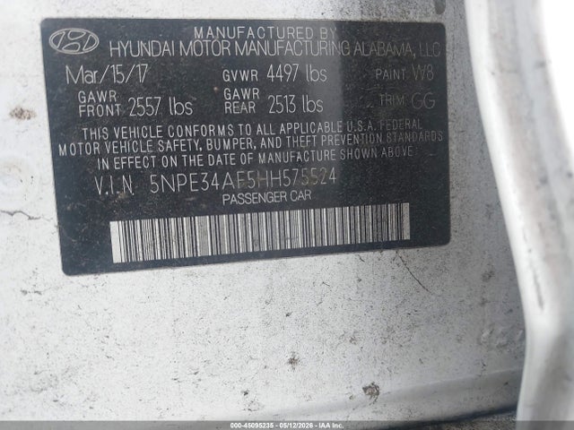 Продажа на аукционе авто 2017 Hyundai Sonata Limited, vin: 5NPE34AF5HH575524, номер лота: 45095235
