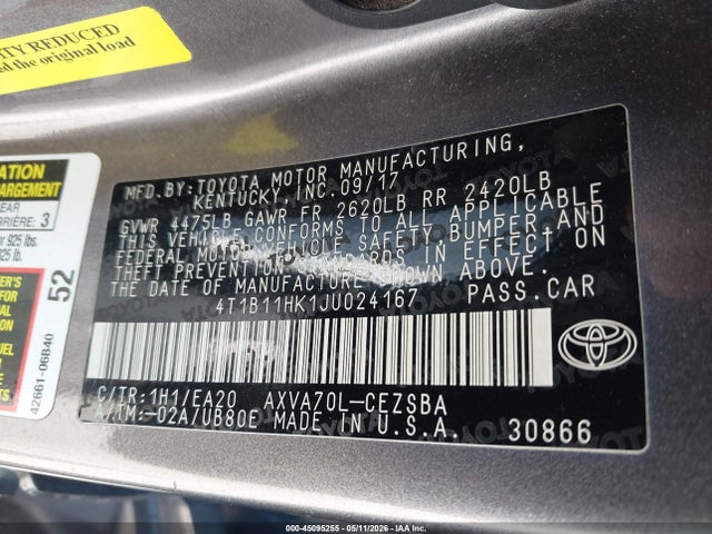 4T1B11HK1JU024167 Toyota CAMRY SE