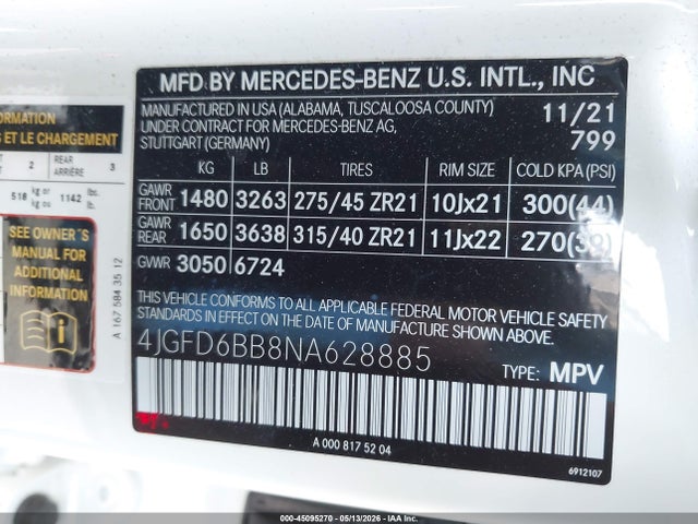 45095270 :رقم المزاد ، 4JGFD6BB8NA628885 vin ، 2022 Mercedes-benz Amg Gle 53 Coupe 4matic مزاد بيع