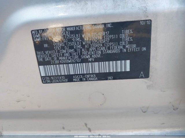 Aukcja sprzedaży 2011 Toyota Rav4, vin: 2T3BF4DVXBW092107, numer aukcji: 45095323