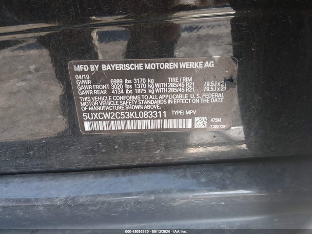 Aukcja sprzedaży 2019 Bmw X7 Xdrive40i, vin: 5UXCW2C53KL083311, numer aukcji: 45095330