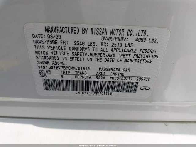JN1EV7BP0MM701519 Infiniti Q50 LUXE