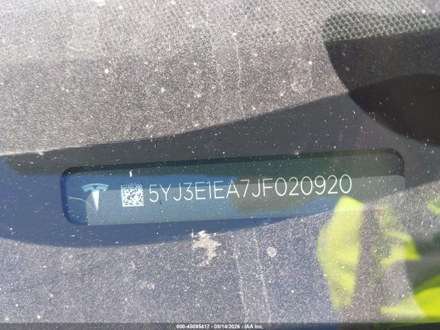 Aukcja sprzedaży 2018 Tesla Model 3, vin: 5YJ3E1EA7JF020920, numer aukcji: 45095417