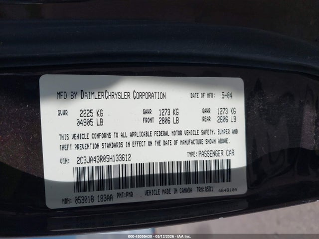 Продаж на аукціоні авто 2005 Chrysler 300, vin: 2C3JA43R05H133612, номер лоту: 45095438