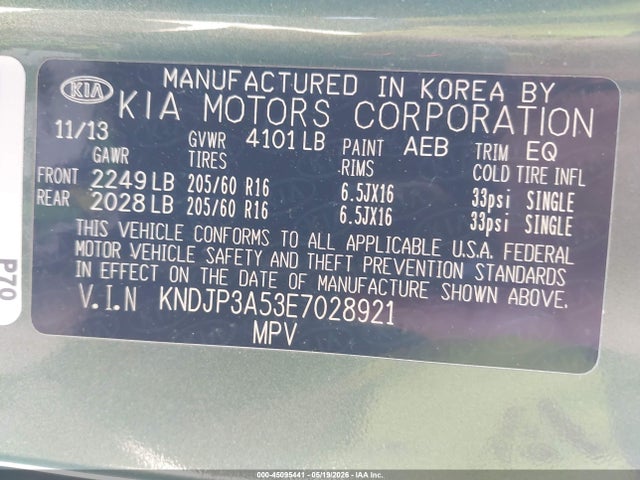 KNDJP3A53E7028921 KIA SOUL +