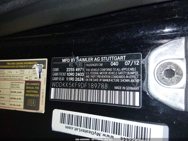 45095560 :رقم المزاد ، WDDKK5KF9DF189788 vin ، 2013 Mercedes-benz E 350 مزاد بيع
