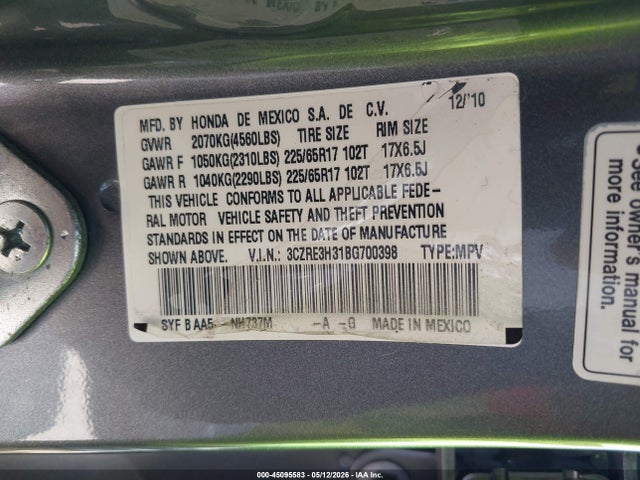 Aukcja sprzedaży 2011 Honda Cr-v Lx, vin: 3CZRE3H31BG700398, numer aukcji: 45095583