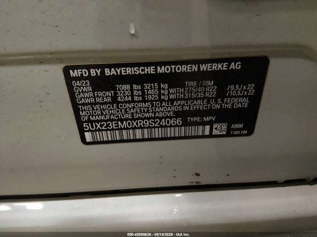 Продаж на аукціоні авто 2024 Bmw X7 Xdrive40i, vin: 5UX23EM0XR9S24066, номер лоту: 45095626