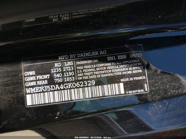Aukcja sprzedaży 2016 Smart Fortwo Passion, vin: WMEFJ5DA4GK062329, numer aukcji: 45095653