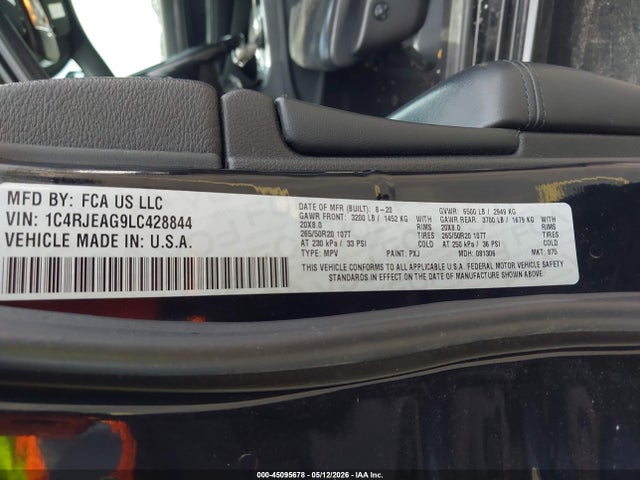 Продажа на аукционе авто 2020 Jeep Grand Cherokee Altitude 4x2, vin: 1C4RJEAG9LC428844, номер лота: 45095678