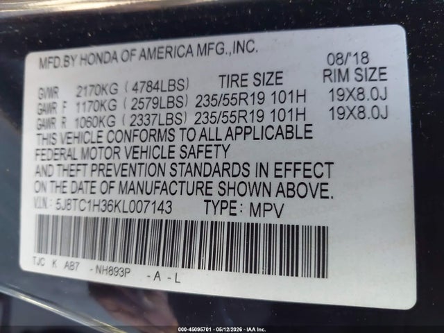 Acura Rdx Standard 2019 5J8TC1H36KL007143 Image 9