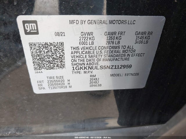 GMC Acadia Awd Slt 2022 1GKKNULS5NZ112959 Image 9