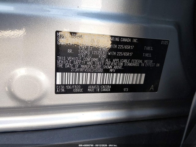 2T3H1RFV5SC315500 Toyota RAV4 LE