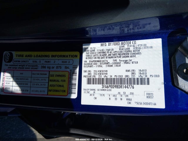 Aukcja sprzedaży 2013 Ford Fusion Titanium, vin: 3FA6P0D98DR144776, numer aukcji: 45095782