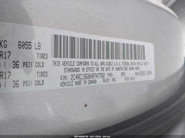 Продаж на аукціоні авто 2017 Chrysler Pacifica Touring-l, vin: 2C4RC1BG8HR747782, номер лоту: 45095785