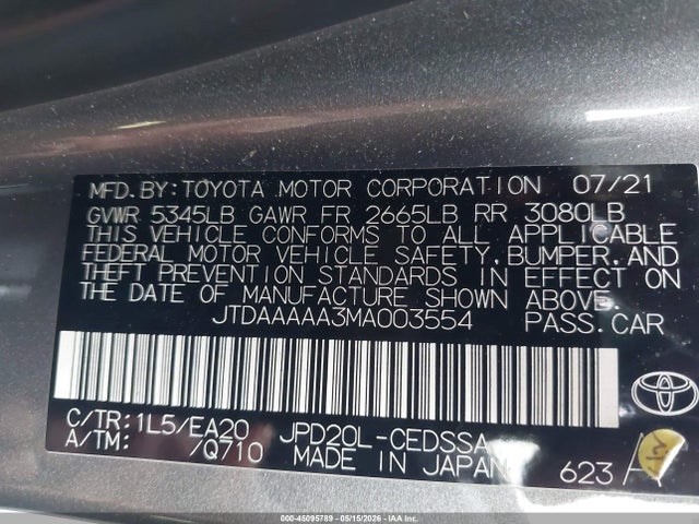 JTDAAAAA3MA003554 Toyota Mirai Xle