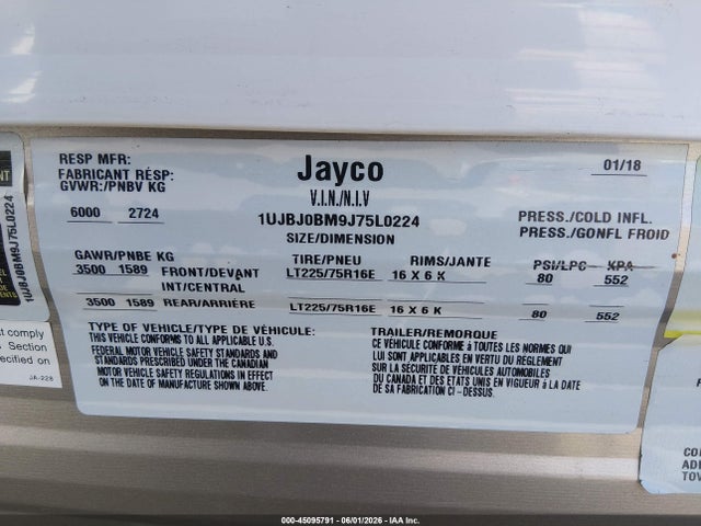 Jayco Other 2018 1UJBJ0BM9J75L0224 Image 9