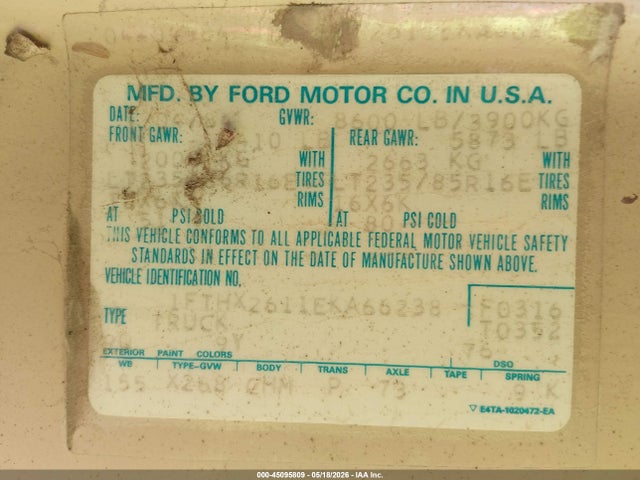 Aukcja sprzedaży 1984 Ford F250, vin: 1FTHX2611EKA66238, numer aukcji: 45095809