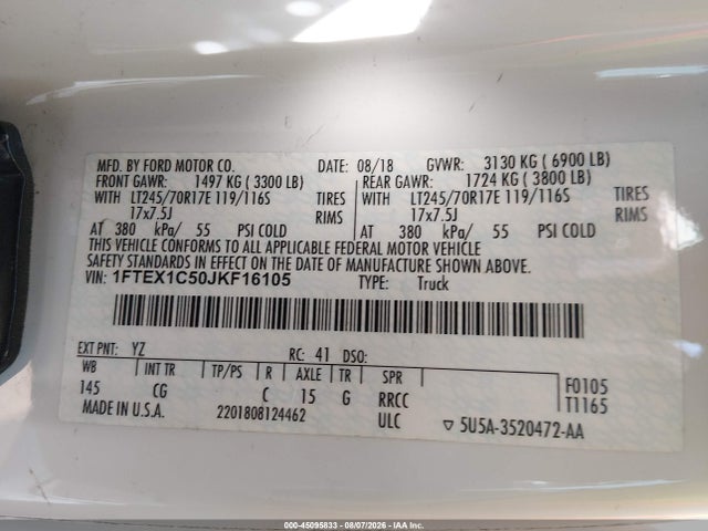 Ford F-150 Xl 2018 1FTEX1C50JKF16105 Image 9